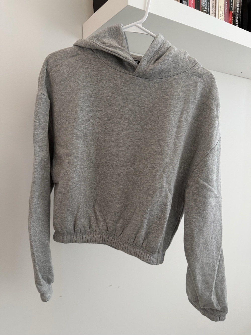 Zara Cropped Gray Hoodie - Size Medium